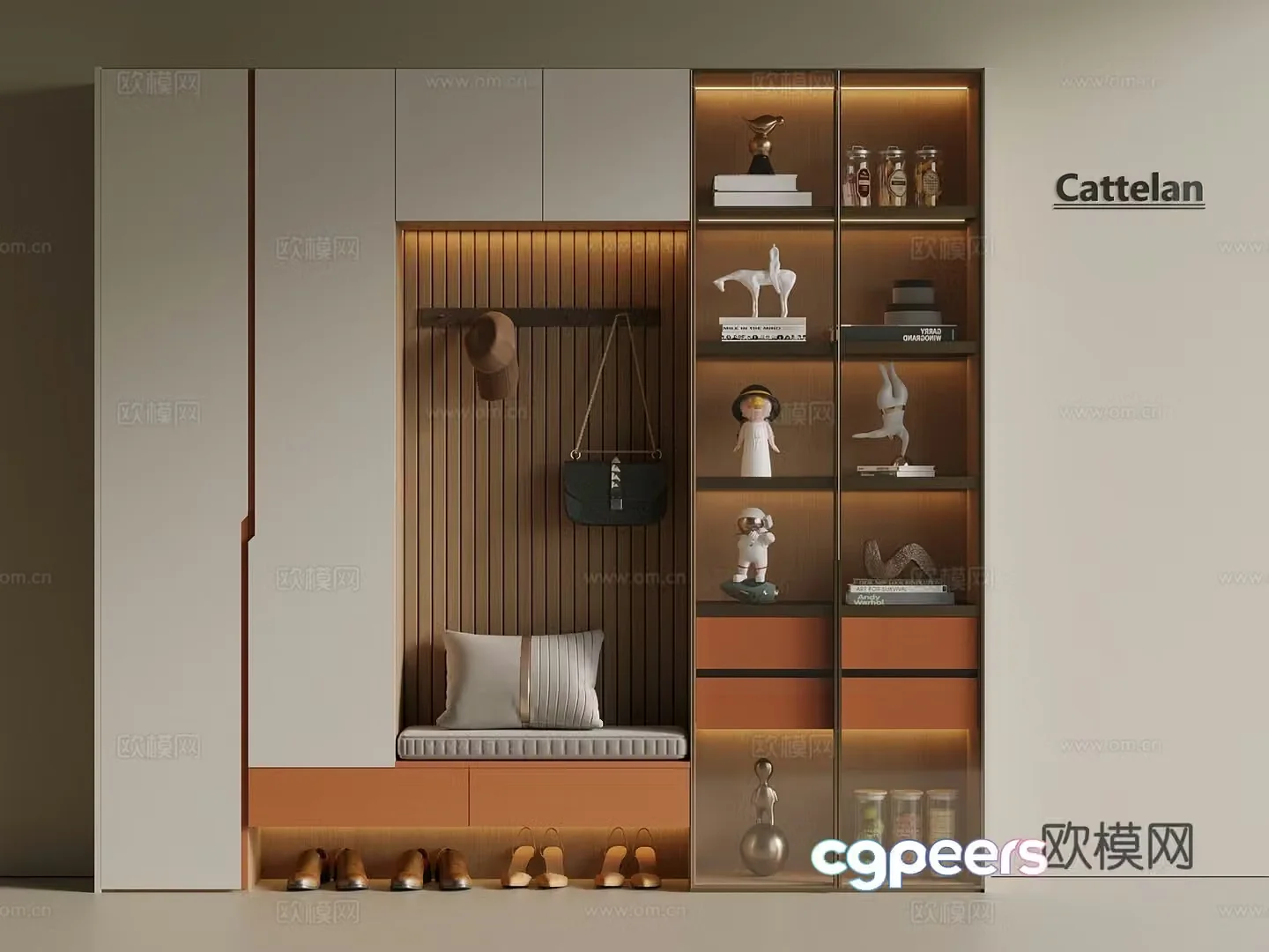 Light luxury Wasabi shoe cabinet hanging shoe cabinet entrance shoe cabinet partition shoe cabinet door-to-door shoe 3D model