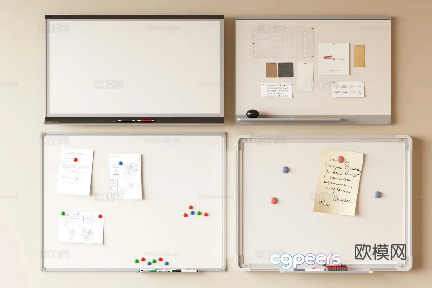 Office supplies Whiteboard Display board Blackboard Mobile artboard 3D model