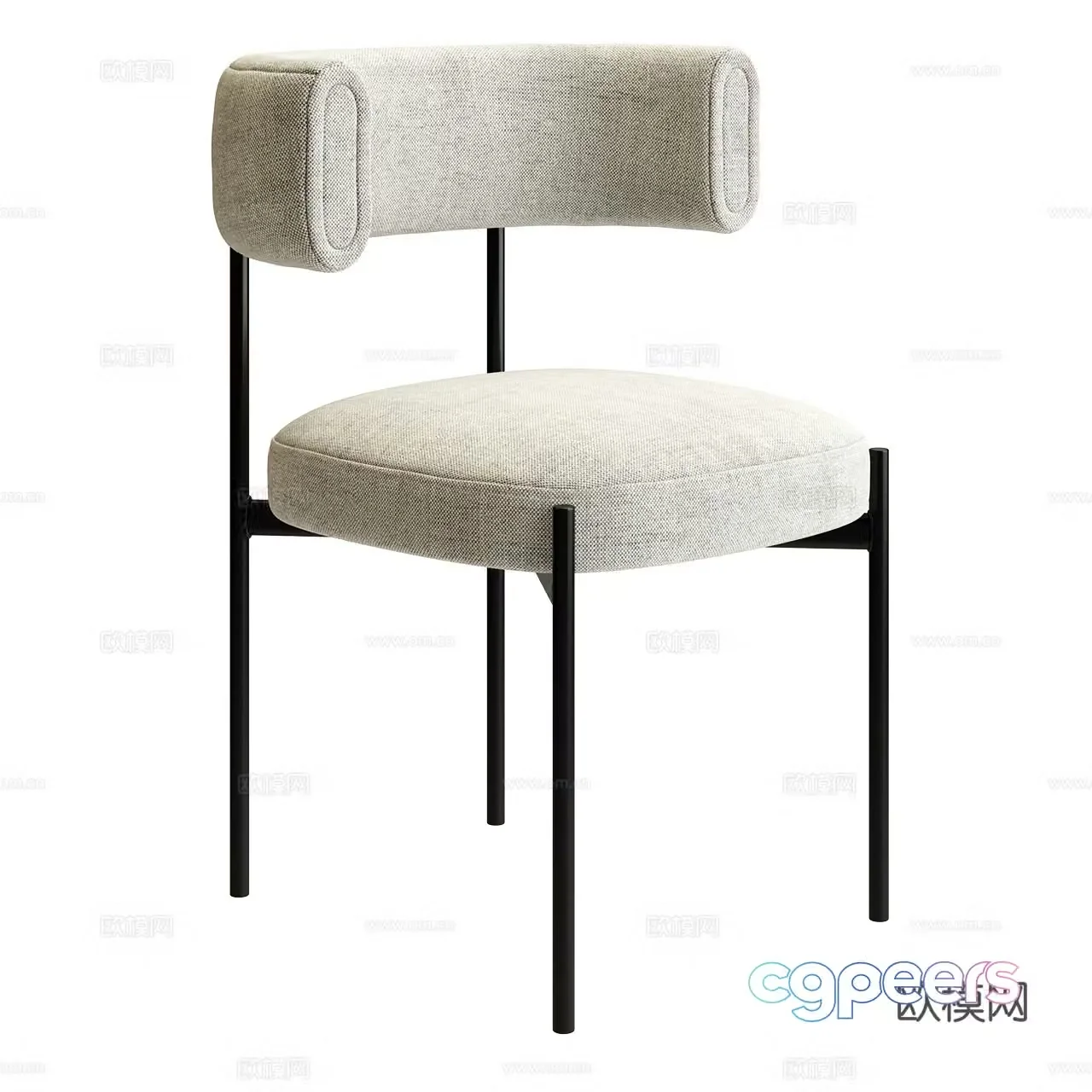 Midj Italian super simple chair Italian single chair Dining chair Cloth chair Metal chair Armchair 3d model