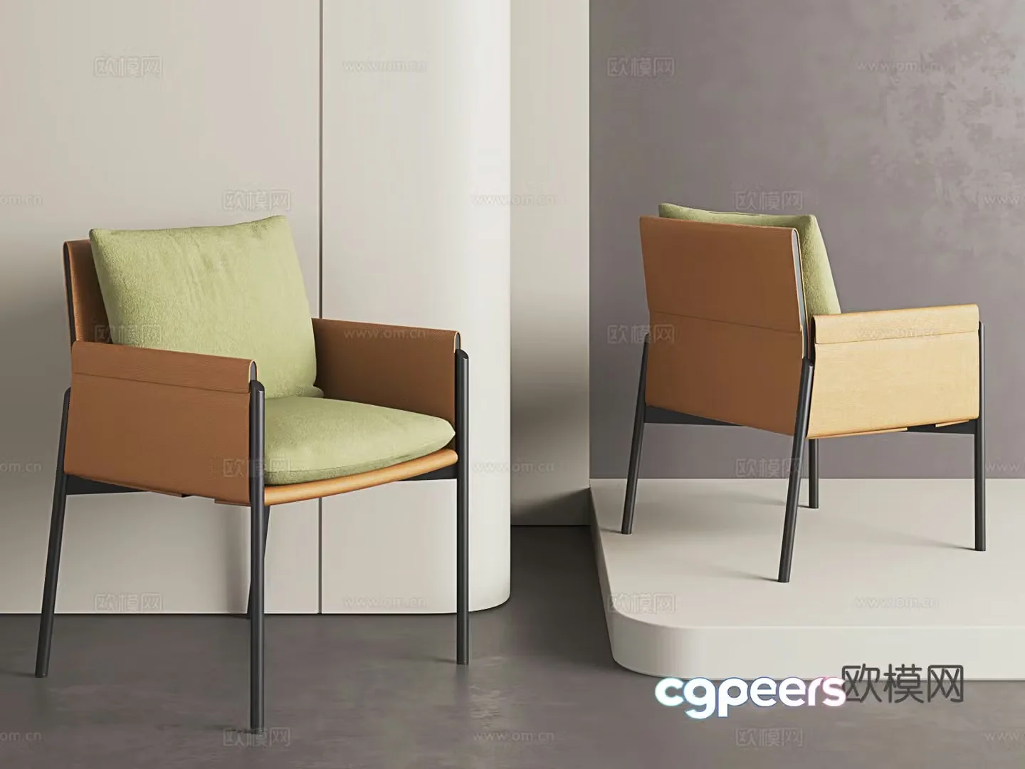 Modern dining chair light luxury single chair Italian chair leather leisure chair leather chair 3d model