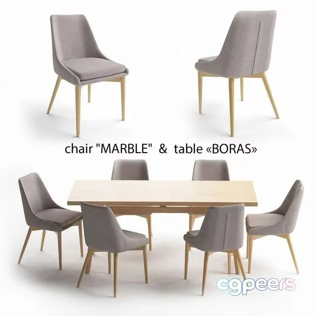 3ds Max Free – Table set, Boras table, Marble chair