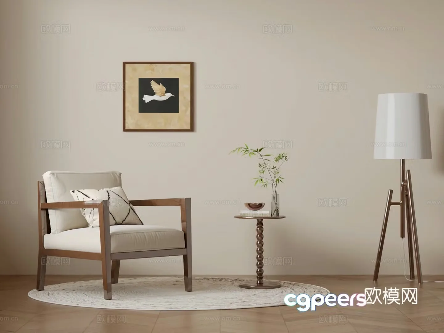 Medium style casual single chair 3D model