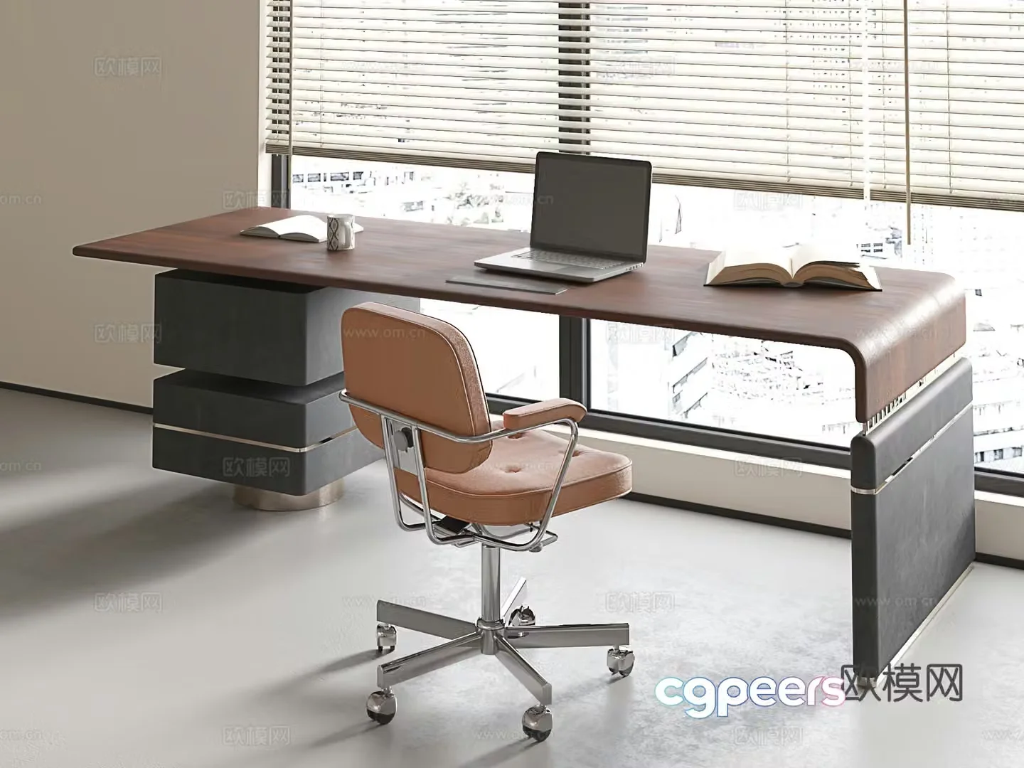Modern desk and chair Light luxury desk and chair Minimalist desk and chair Italian desk and chair Desk 3D model