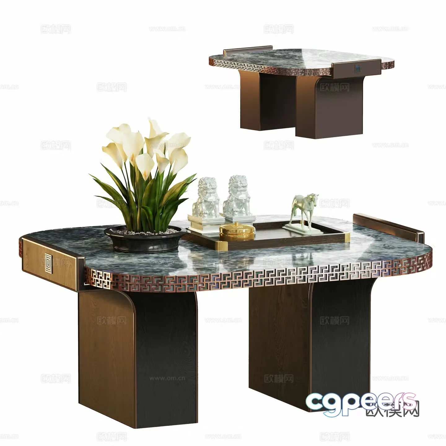 New Chinese marble light luxury coffee table 3D model