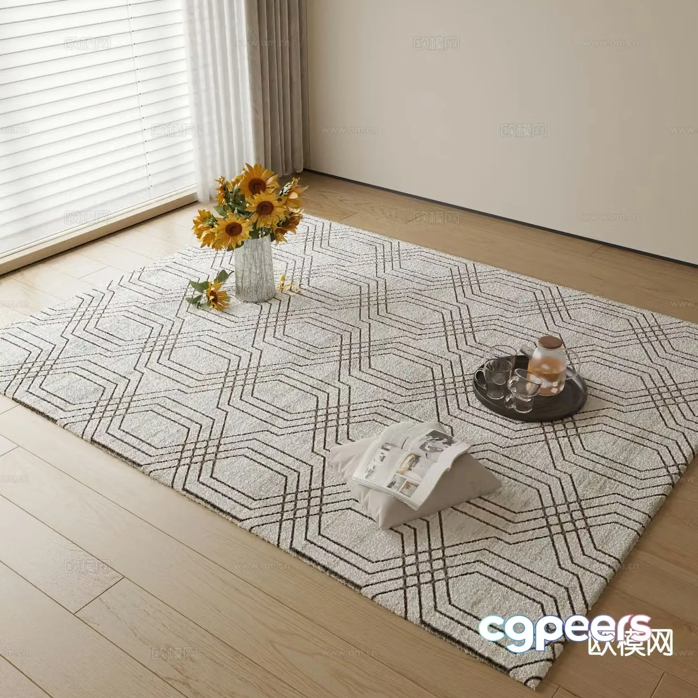 Modern carpet square rug 3d model