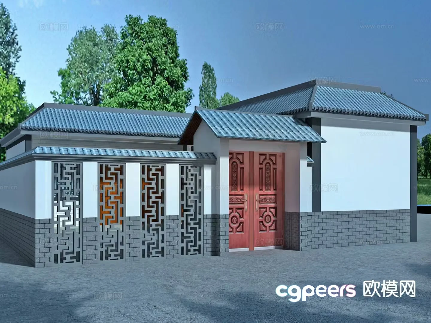 New Chinese style rural house traditional house renovation 3D model