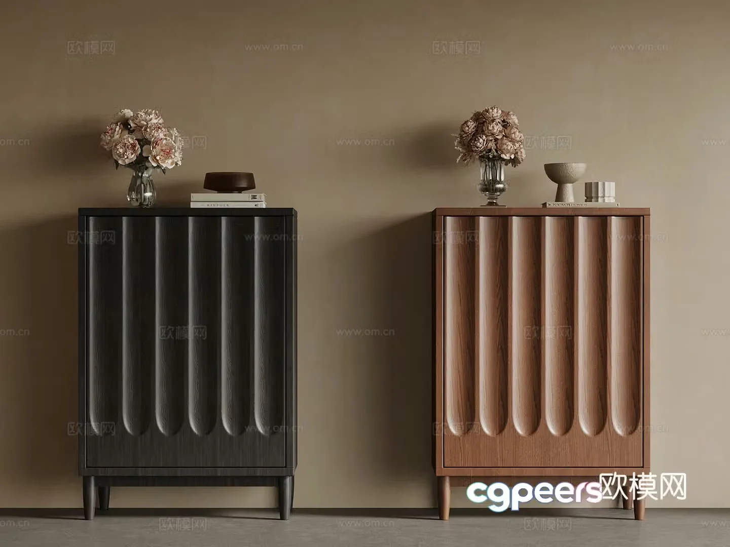 French medieval style chest of drawers side cabinet 3D model