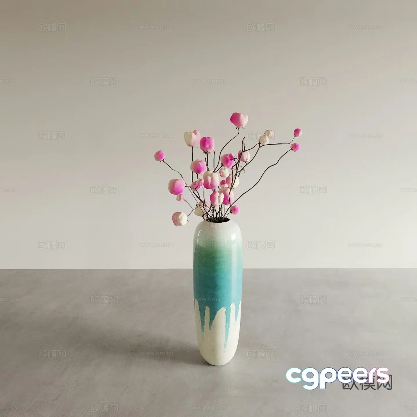Vase Glass vase Flower art Flower arrangement Green plants Bonsai Potted plants Indoor green plants 3D model