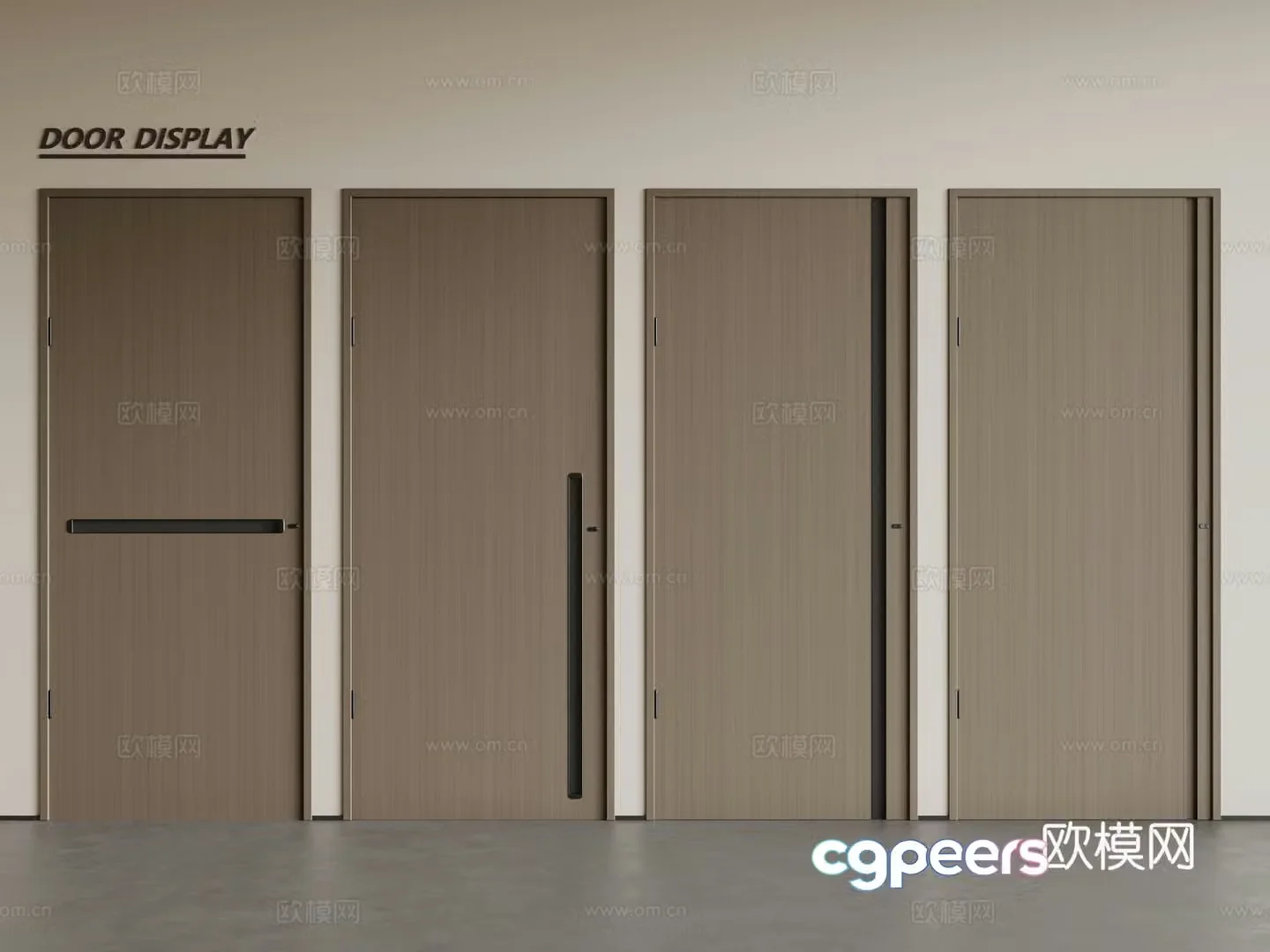 Modern single-open door wooden door swing door single-open door combination 3D model