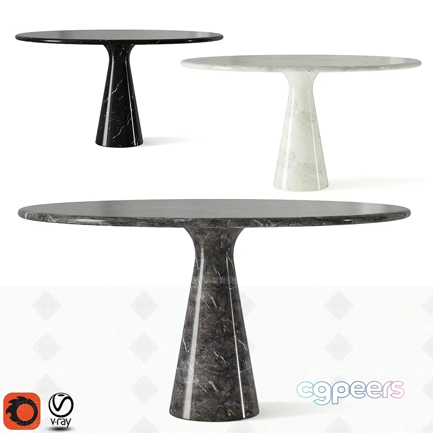 Round Marble Table 3D Model – 2904 – VRAY Render