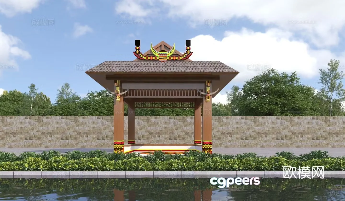 New Chinese Ethnic Pavilion 3D model