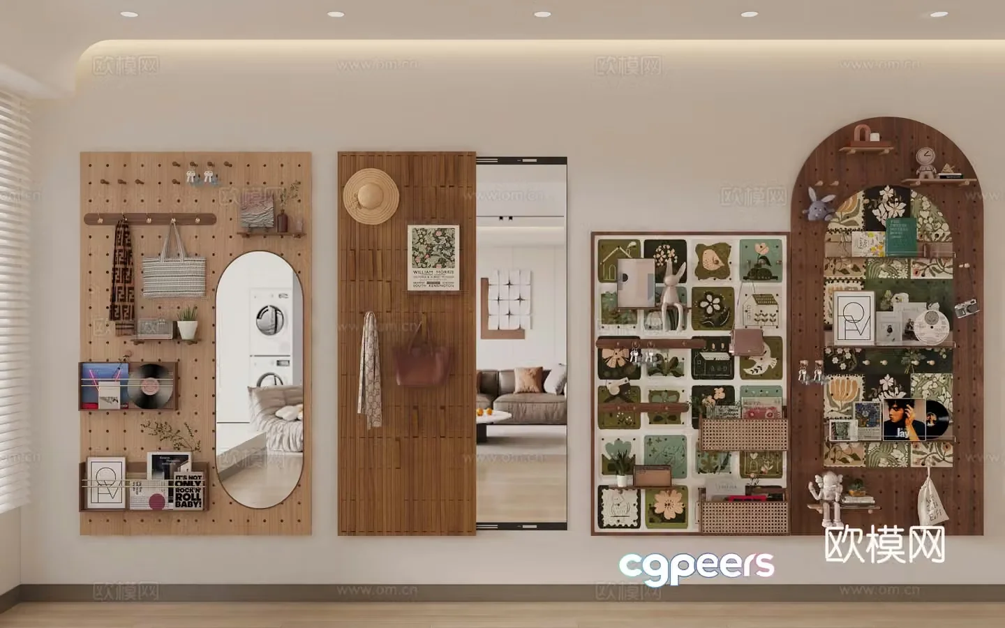 Middle-aged hole board pendant wall hole board shelf porch contact lens log piano key 3D model