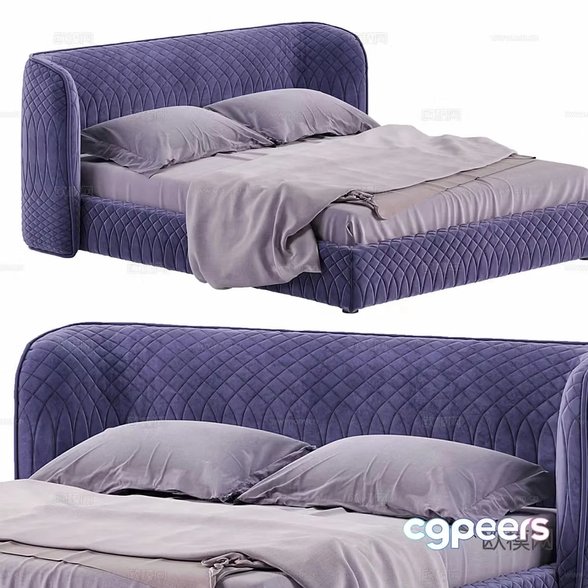 Modern MOROSO fabric double bed 3d model