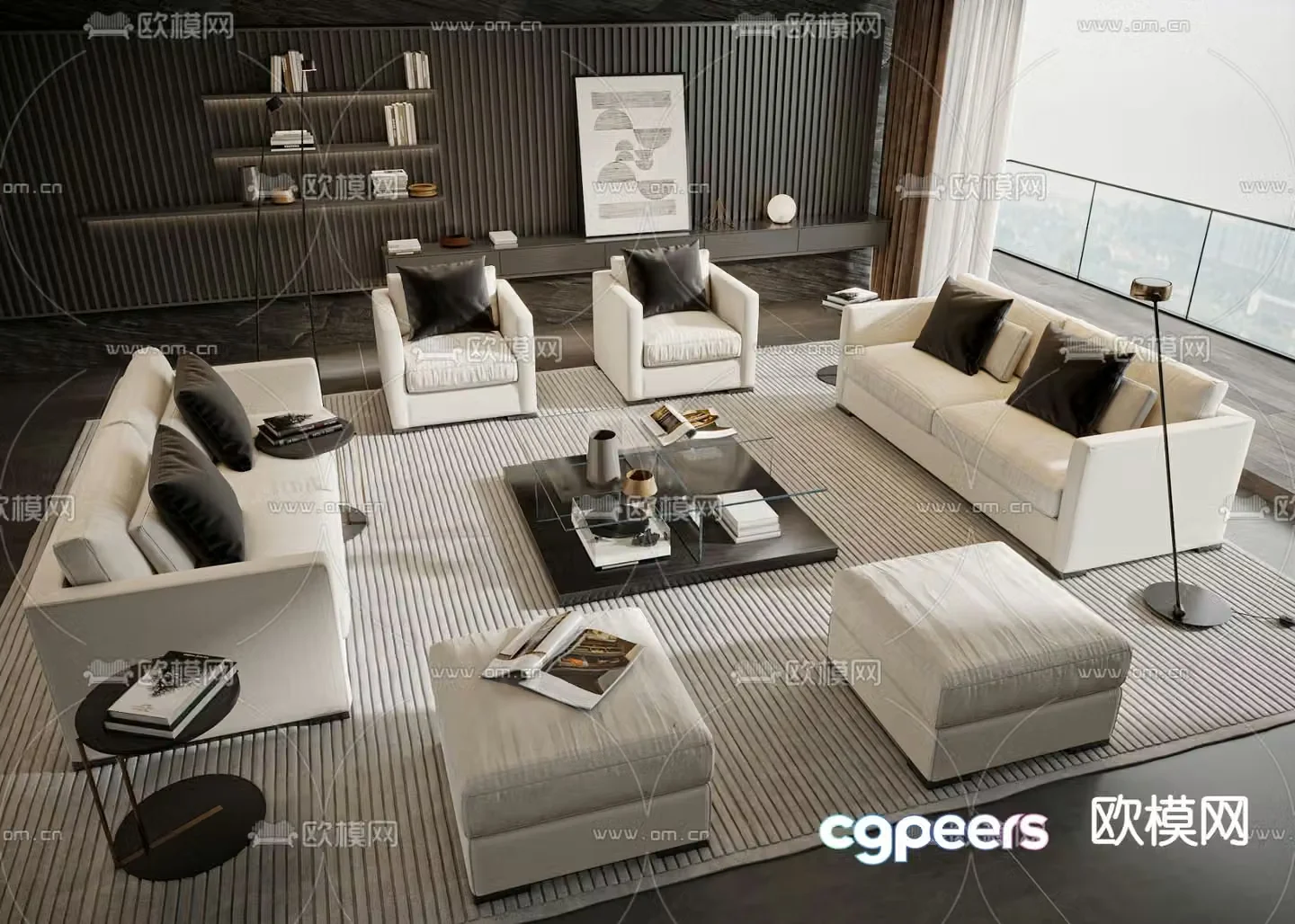 Meridiani white modular sofa 3d model