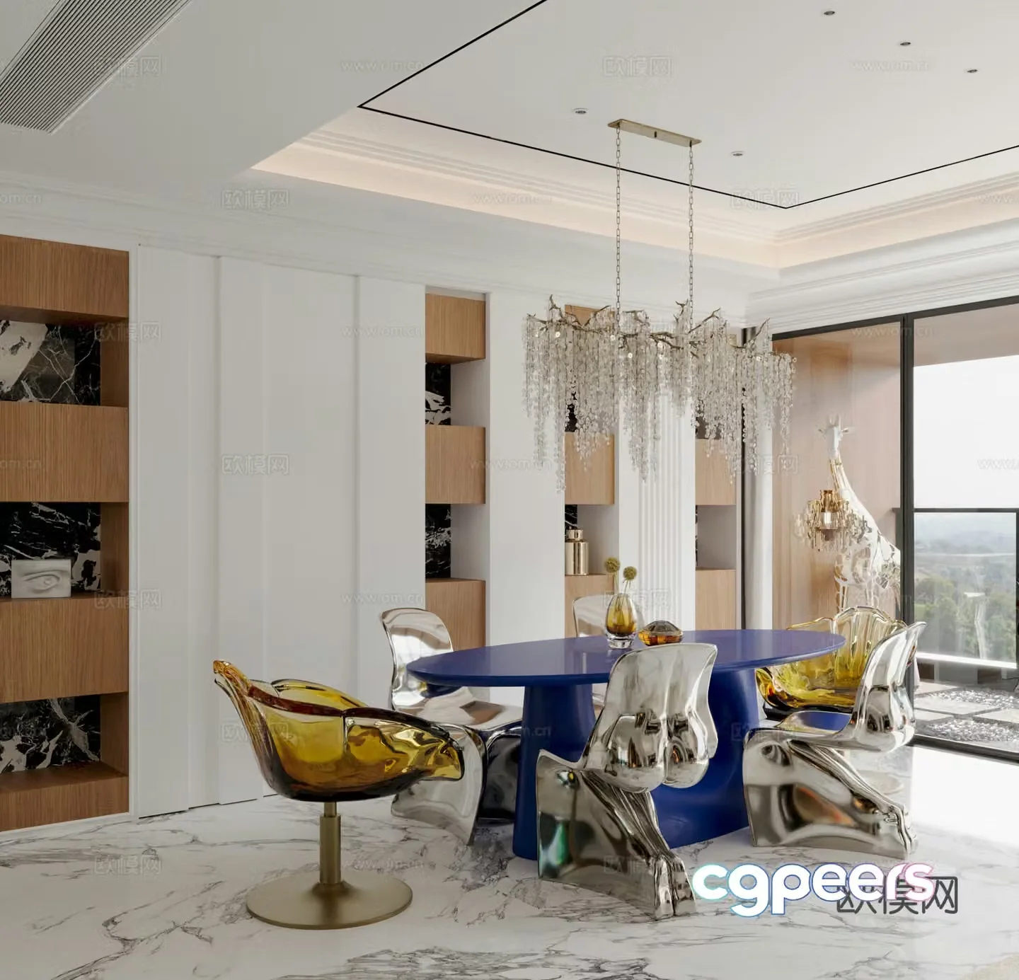 Italian light luxury restaurant 3D model