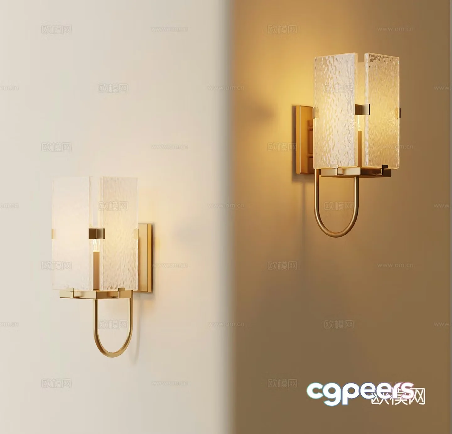 Middle-aged style wall lamp water corrugated glass wall lamp 3D model