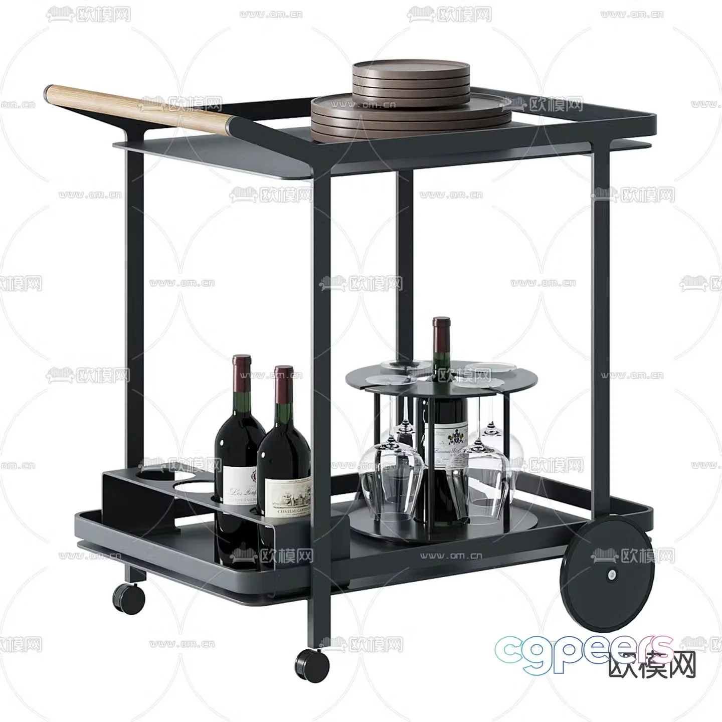 Trolley dining cart 3d model
