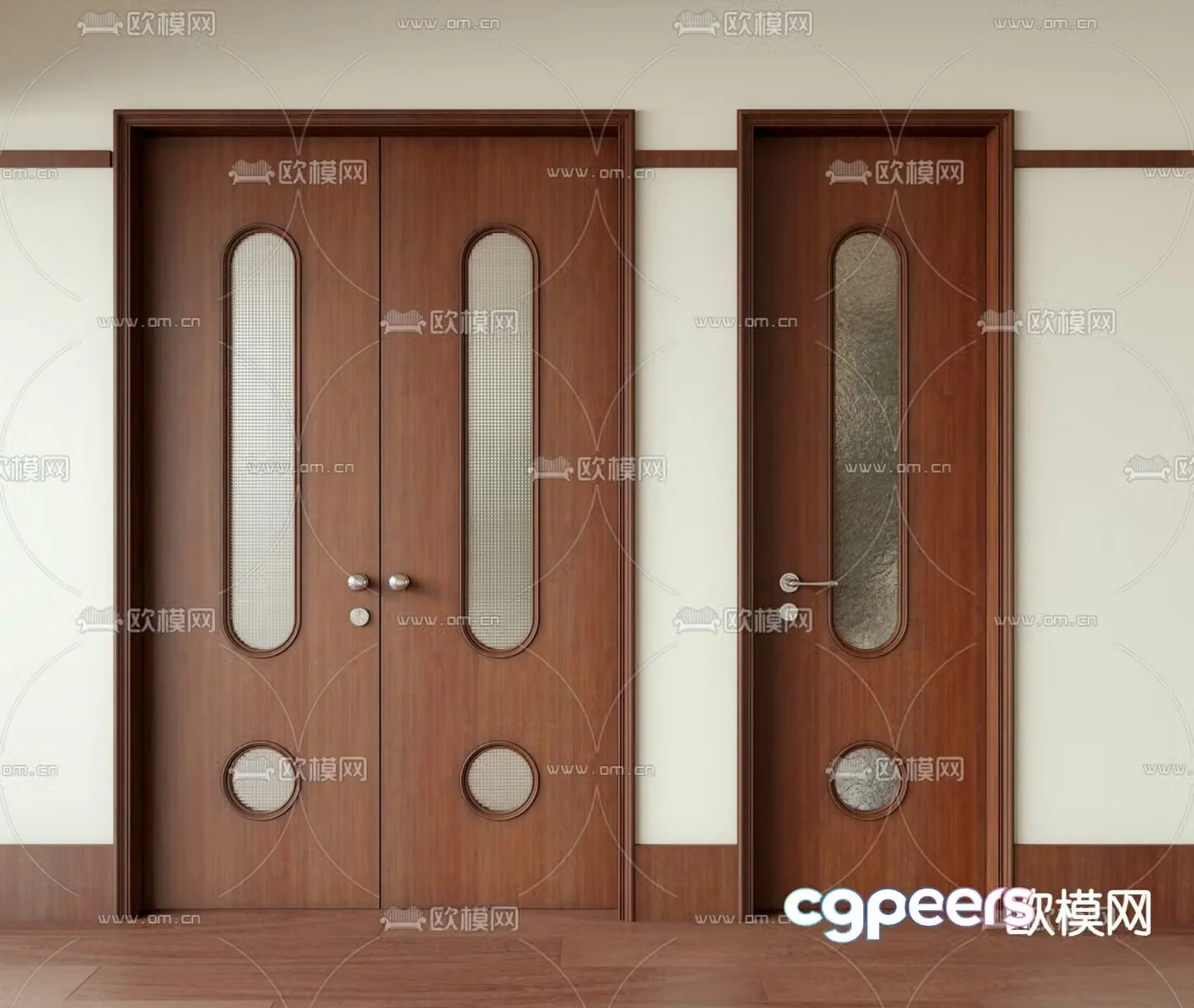 Medium style double-opening door single-opening 3D model