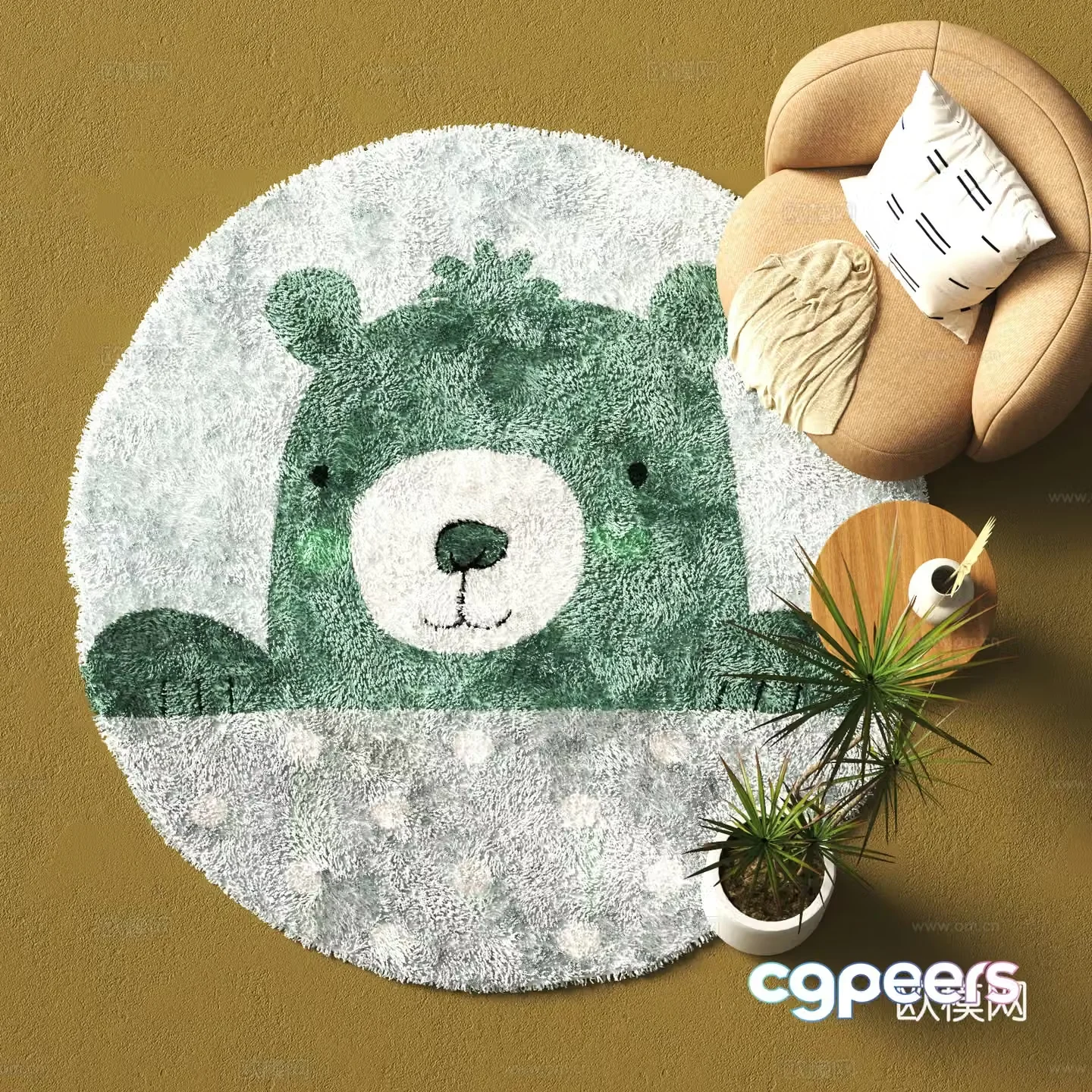 Modern round carpet 3d model
