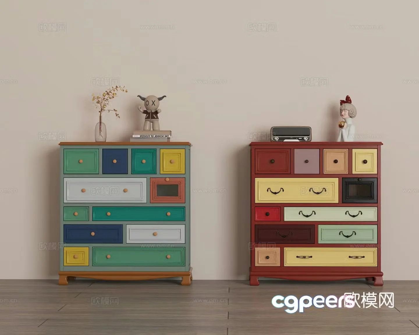 Modern retro chest of drawers 3d model