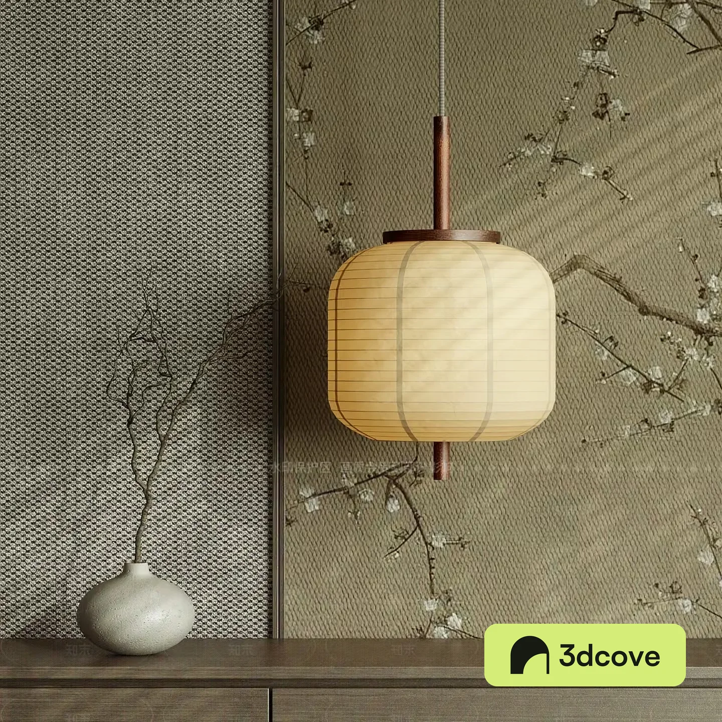 A Beige Hanging Light Fixture