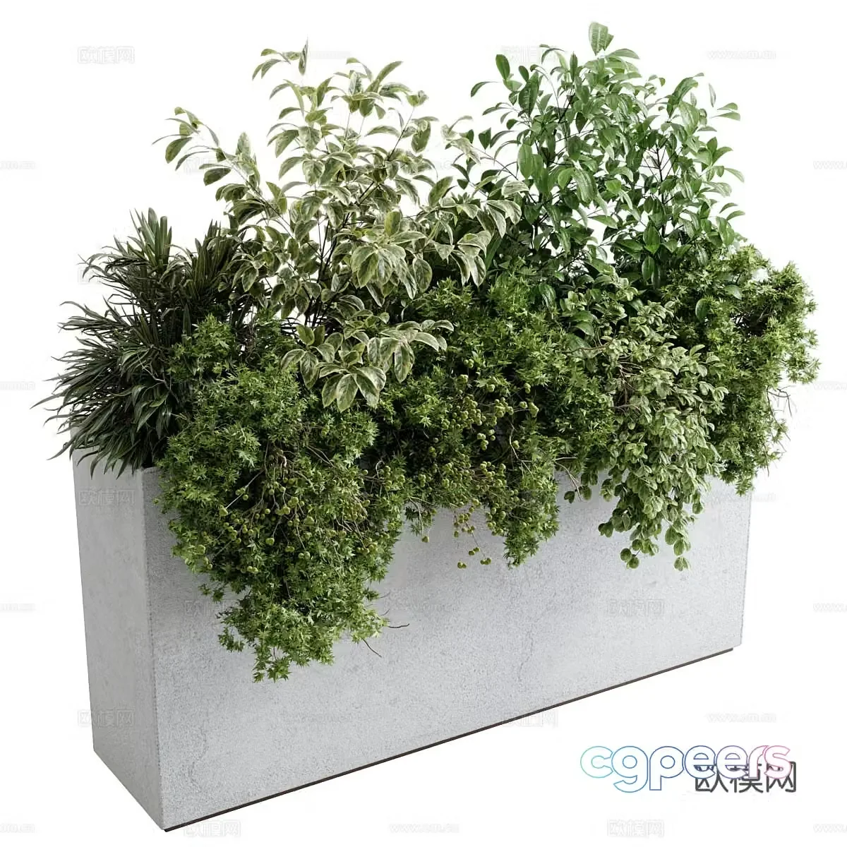 Modern concrete box plant 3d model