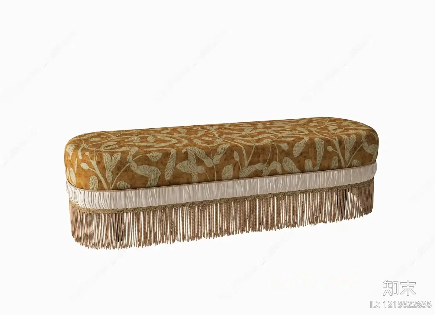 A Bench With A Floral Pattern And Fringe 3D Model – 22088 – VRAY Render