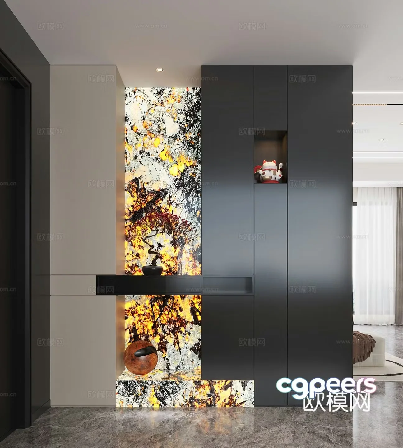Modern entrance entrance hall Decorative hall Porch background Porch partition Porch decoration cabinet 3D model