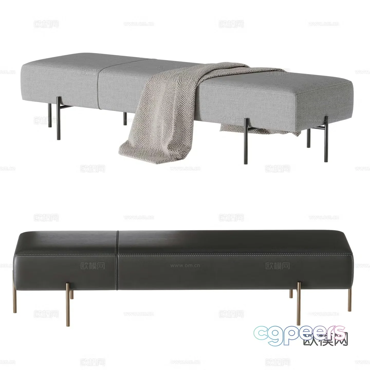 MINOTTI modern bed stool Italian bed stool Sofa stool Shoe change stool Bench 3D model