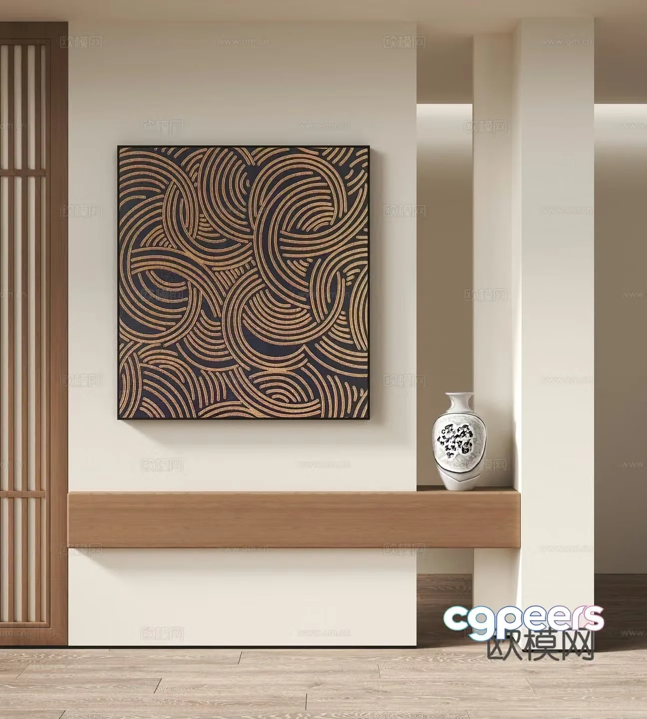 Log wind Wasabi Japanese style Song Dynasty aesthetic decorative hanging painting 3D model