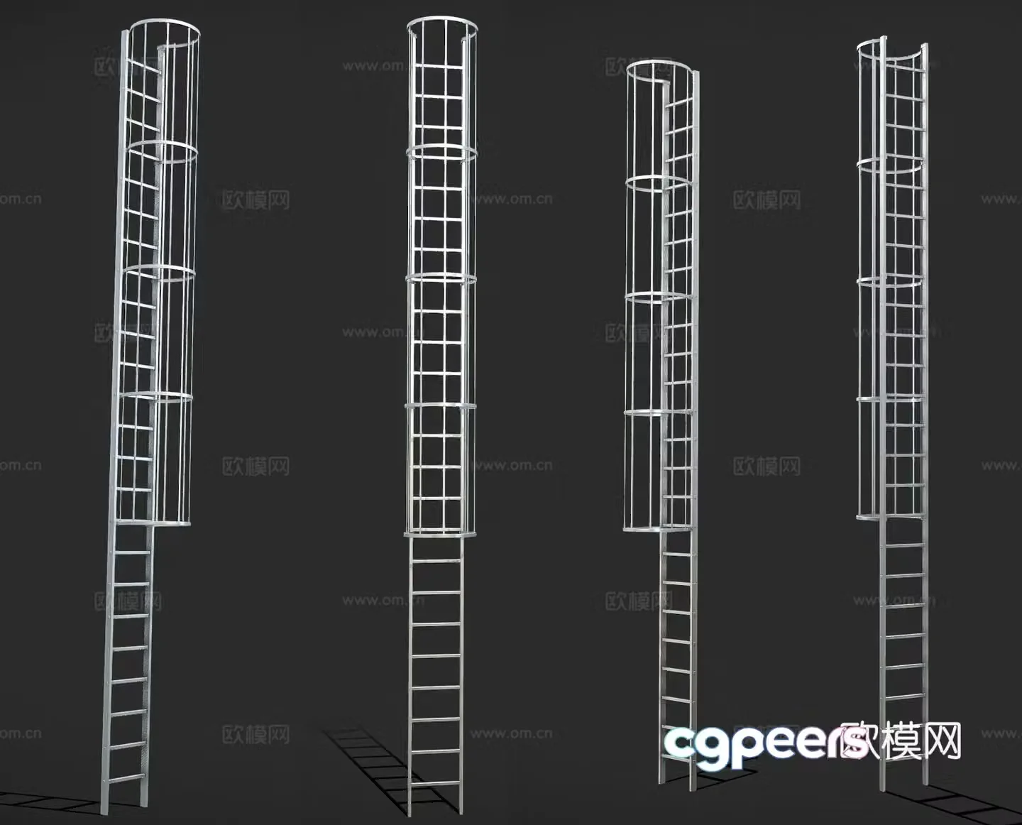 Modern high-rise top floor stairs Roof metal stairs Top floor metal antimony Roof repair metal antimony 3D model