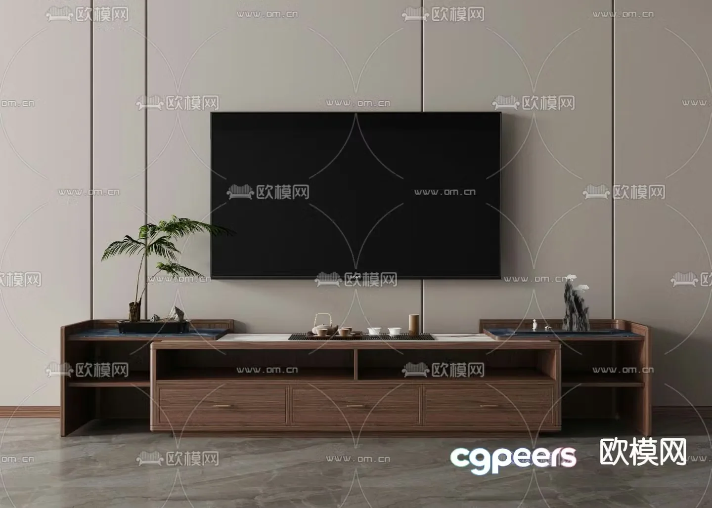 New Chinese style TV cabinet 3d model