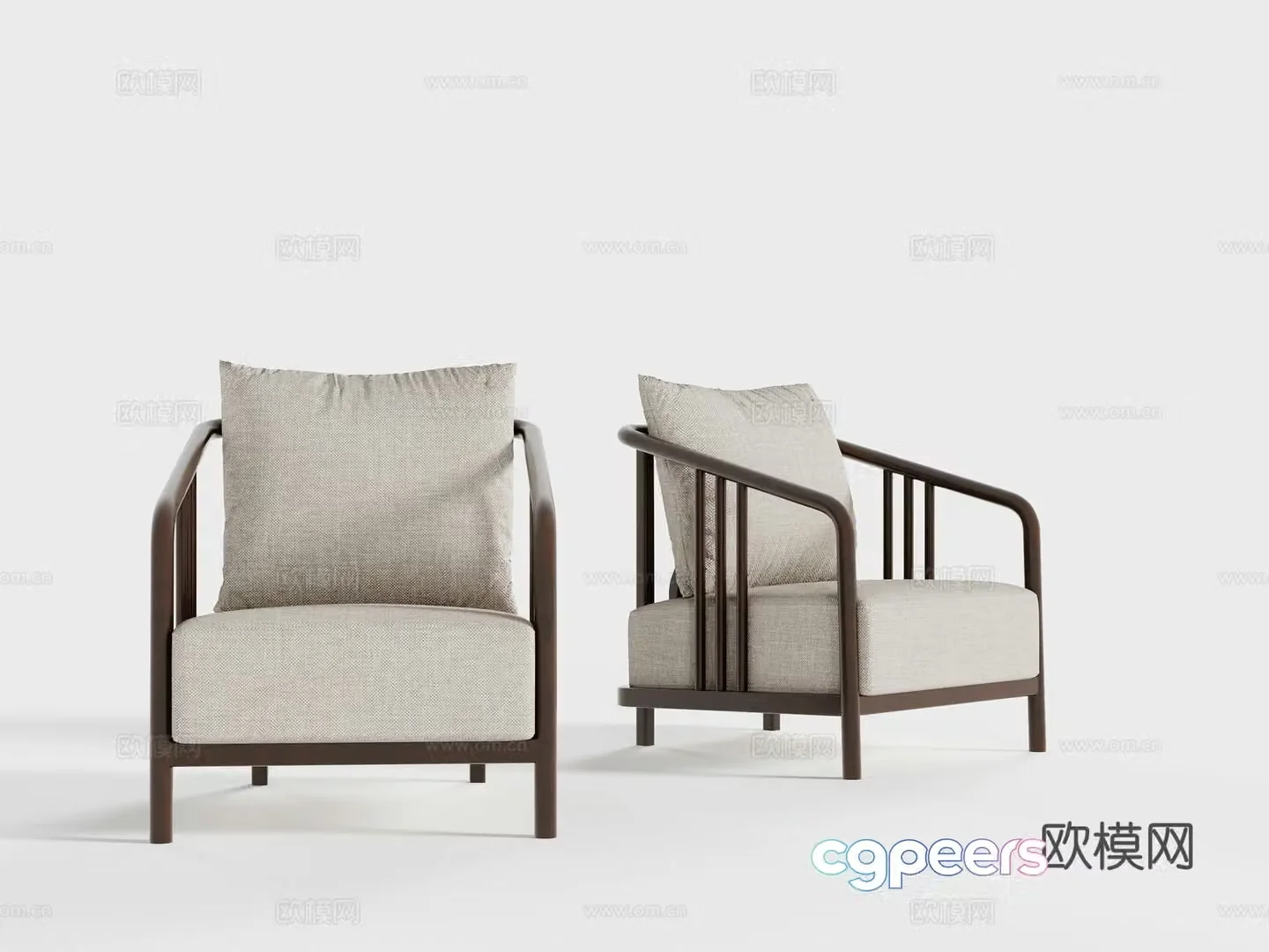 New Chinese -style casual chair armchair 3D model