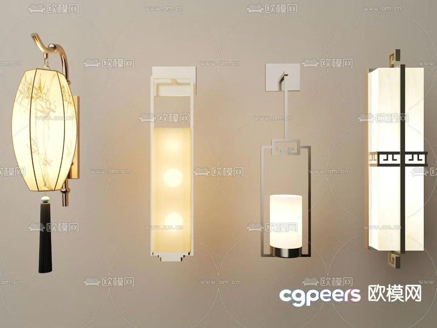 New Chinese style wall lamp long wall lamp 3D model
