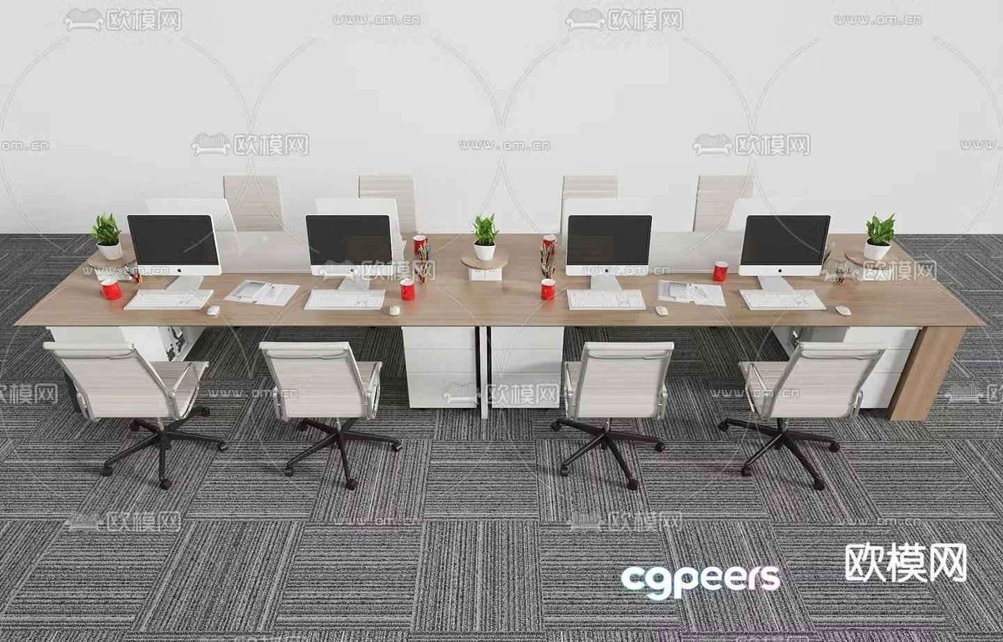 Office desk and chair desk 3d model