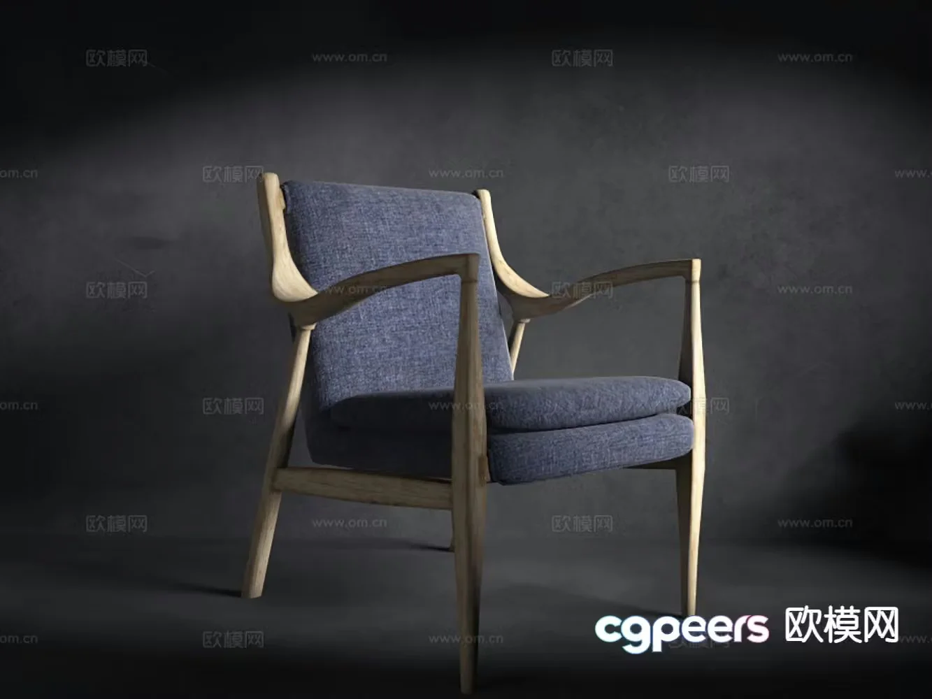 Single chair solid wood chair tea chair leisure chair 3d model