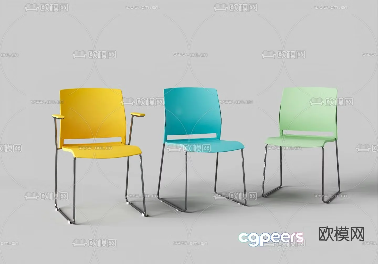 Office chair training chair conference chair plastic chair 3d model