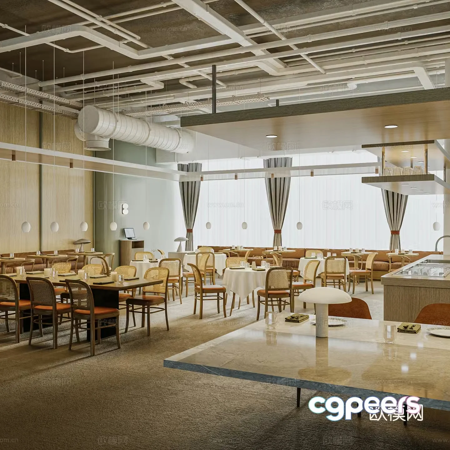 Nordic Western Restaurant Internet Celebrity Restaurant Thai Restaurant Tai Po Resort Restaurant 3D Model