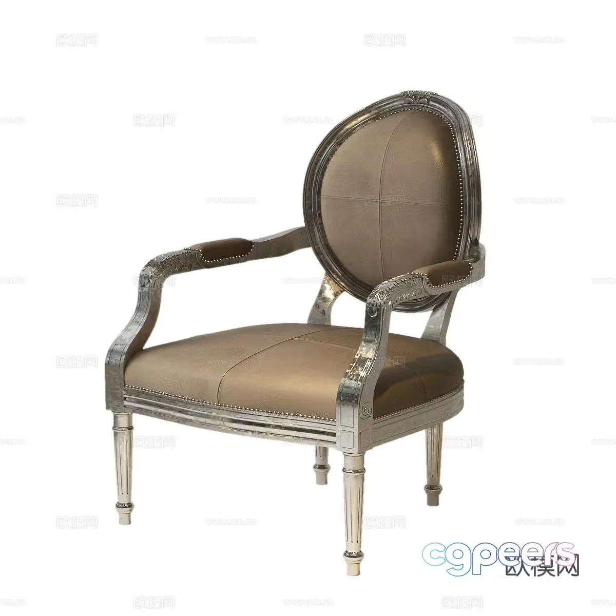 French casual chair French single chair French classic leisure chair 3d model