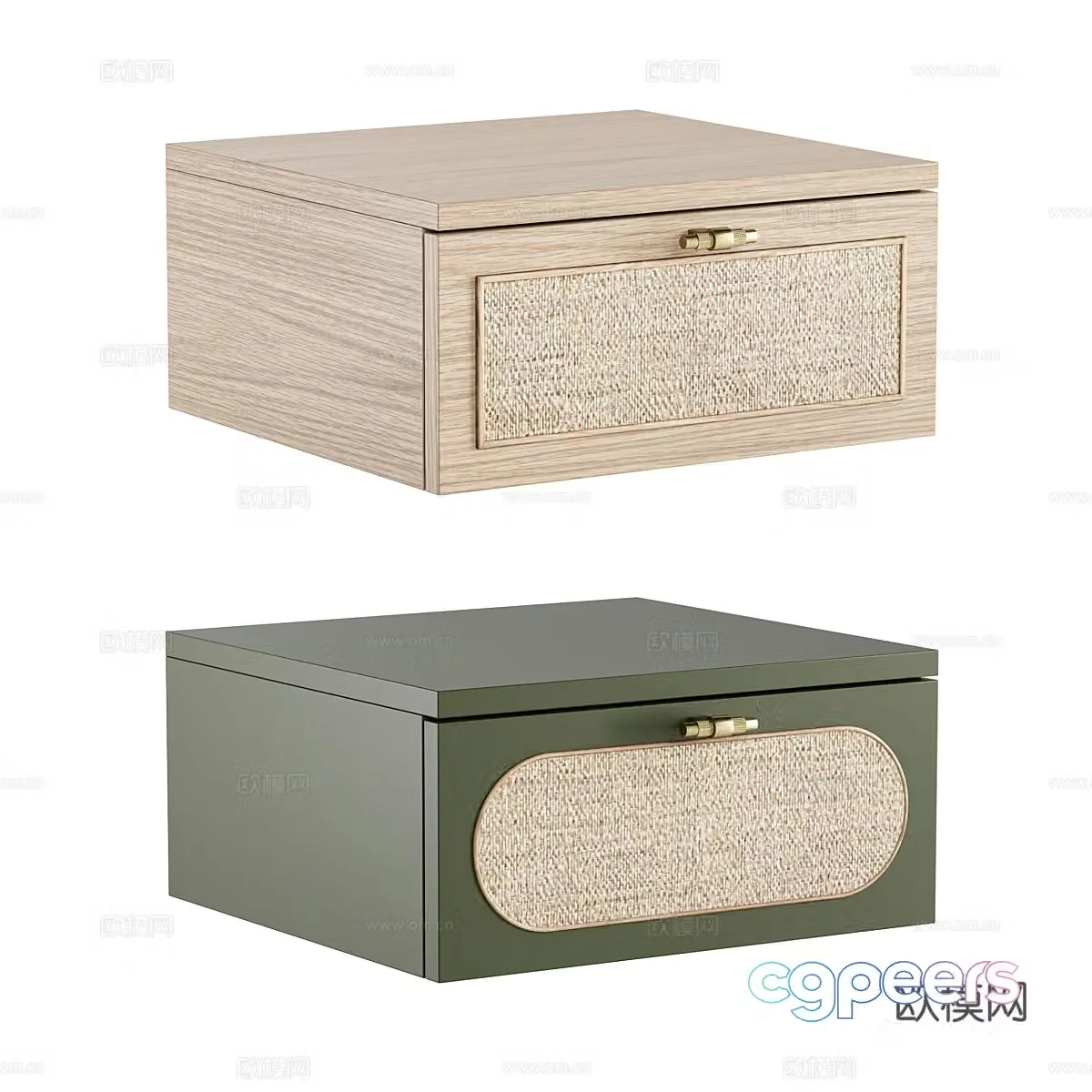 Nordic simple bedside table bedside table simple bedside table rattan cabinet 3D model