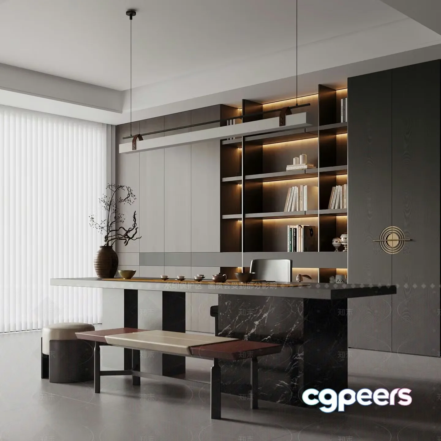 Modern Office Space 3D Model – 2111 – VRAY Render