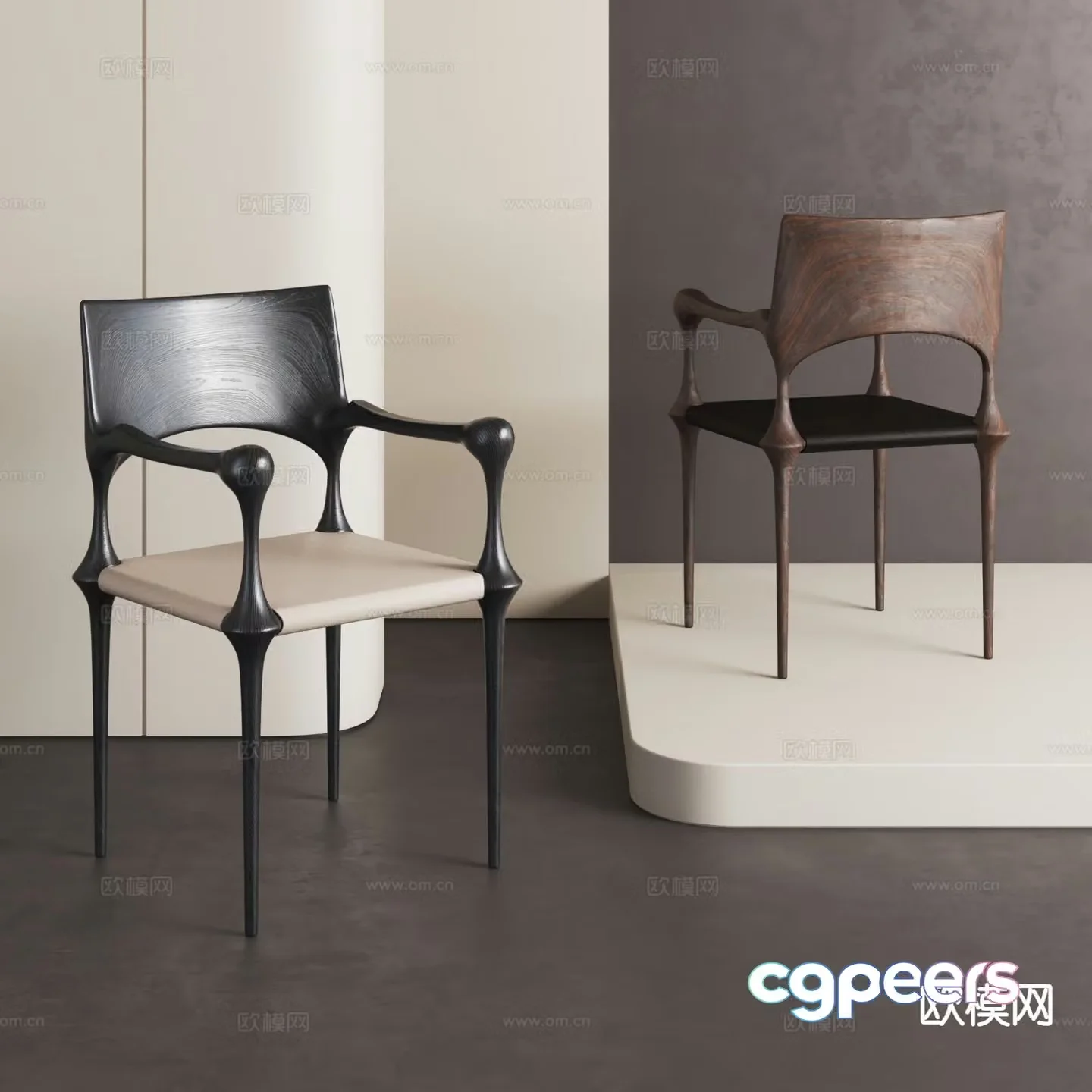 Medieval single chair dining chair 3d model
