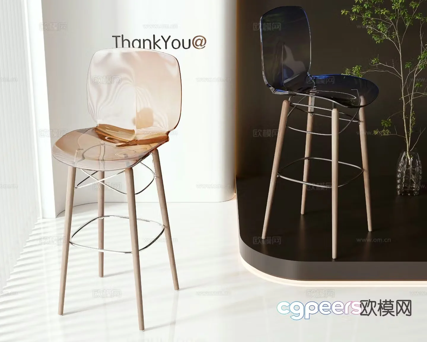Modern bar stool acrylic bar stool 3d model