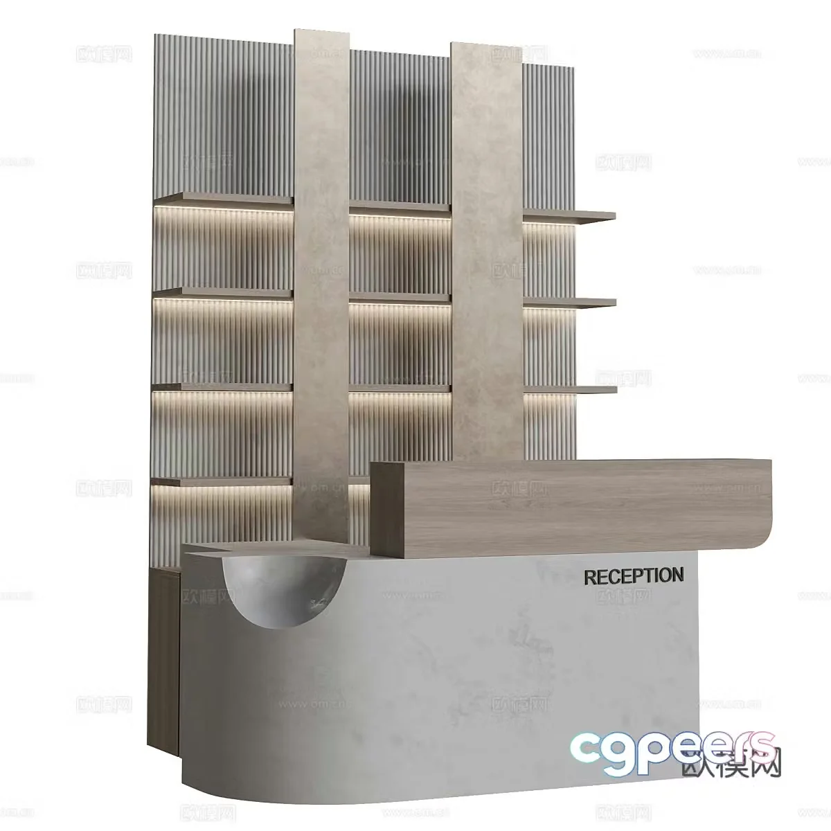 New Chinese style reception desk bar 3D model