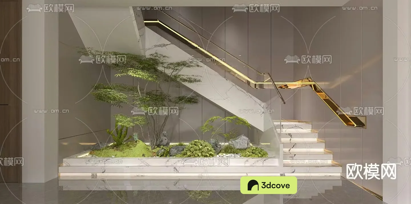 Stairwell landscape green plants indoor landscape