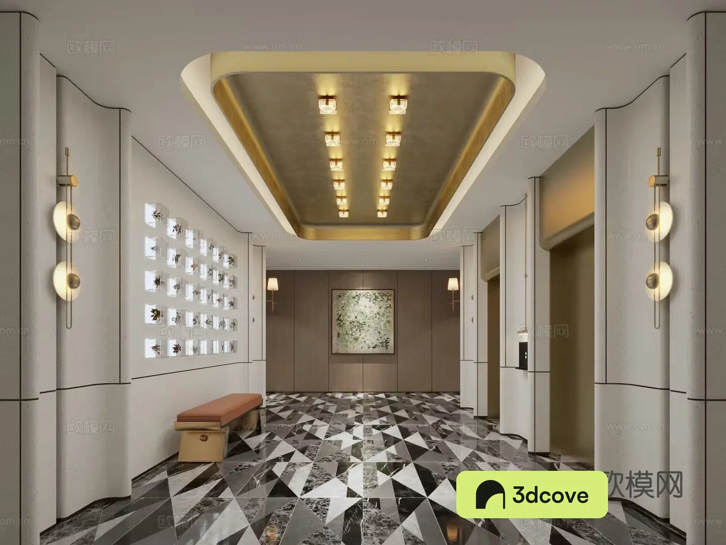 Modern hotel elevator hall club elevator hall aisle elevator hall