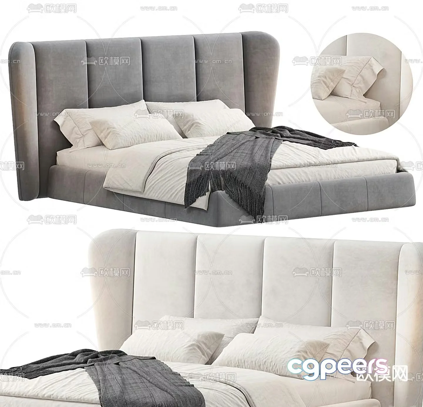 MISSANA modern fabric double bed 3d model