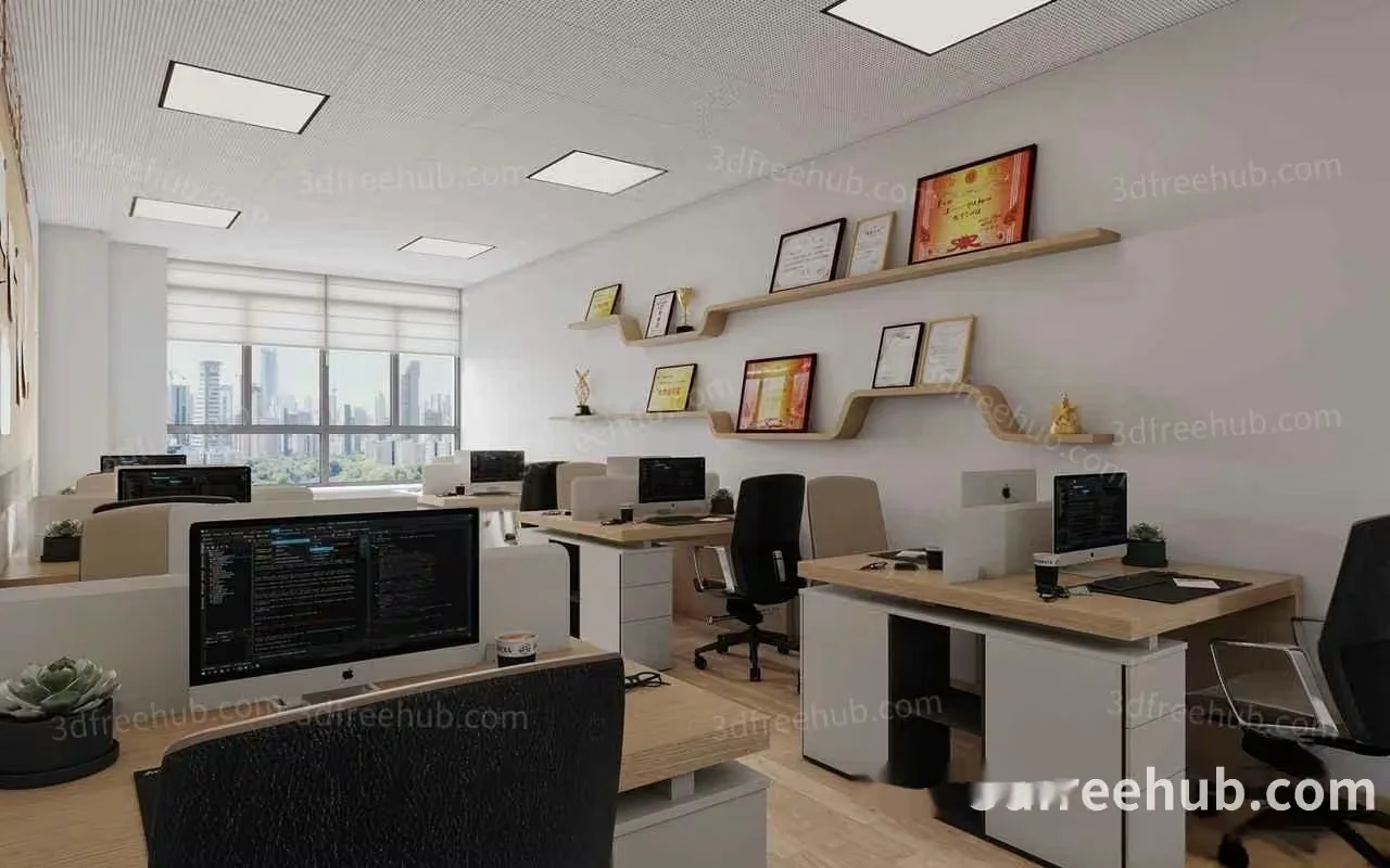 Modern Office Space 3D Model – 23475 – VRAY Render