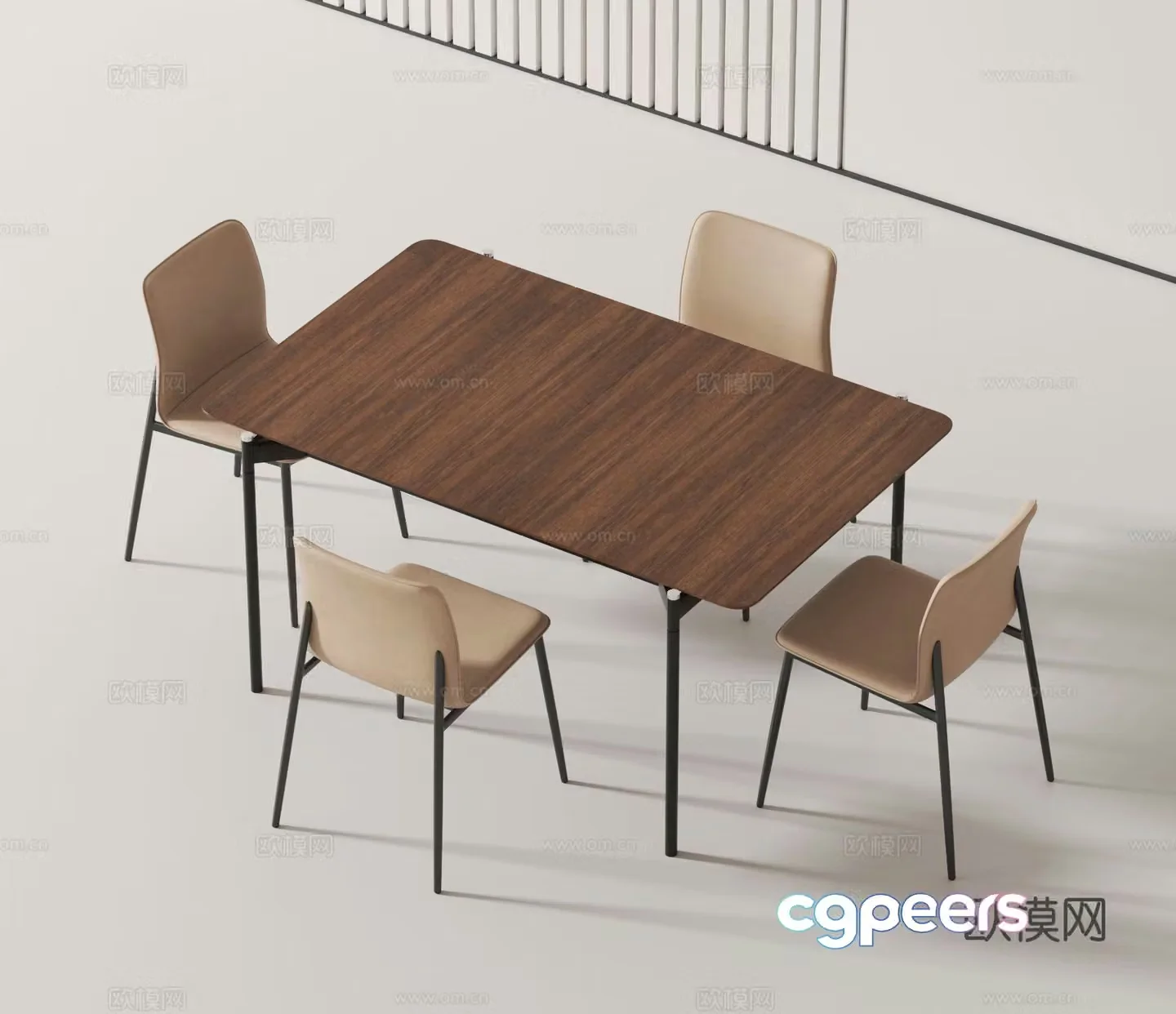Modern dining table and chairs bar dining table 3d model