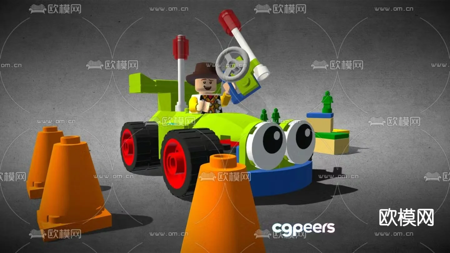 Toy building blocks car 3d model